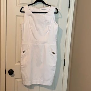 Calvin Klein sleeveless white cotton dress.